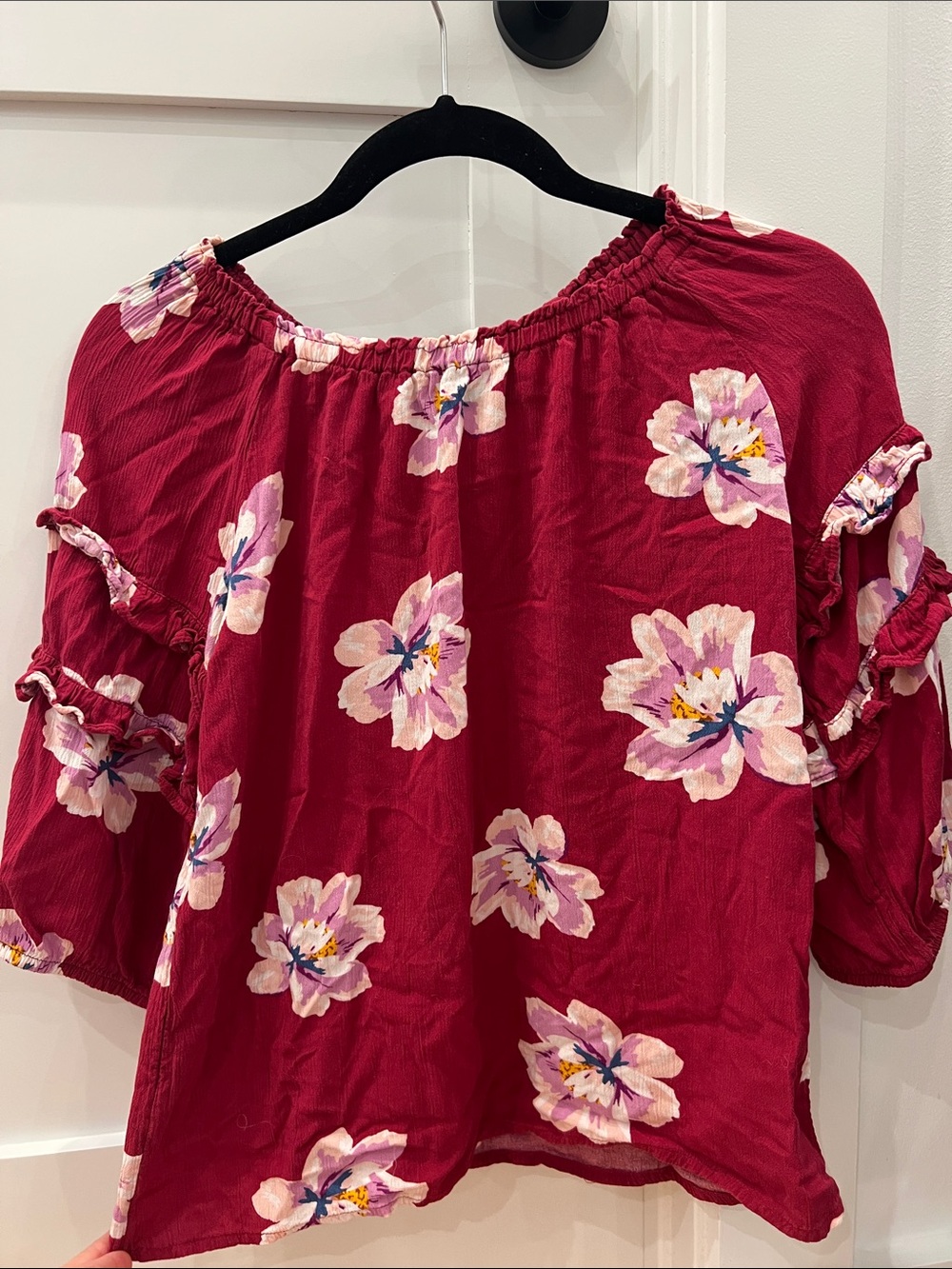 Old Navy Berry Red Floral Off-Shoulder Top for Kids